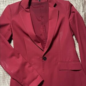 Theory Women's cranberry sheen Single-Button Blazer wool 4
